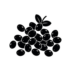 Stylized black olive branch isolated on a white background illustration