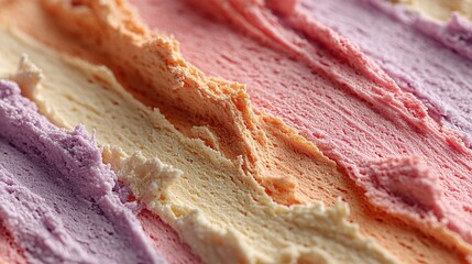 Close-up of swirled, multicolored ice cream