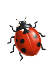 Vibrant Red Ladybug with Black Spots, Close-up Macro Illustration png clear alpha channel cutout isolated on transparent background