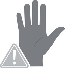 Stop gesture human hand with exclamation mark warning sign symbol flat icon vector illustration vector