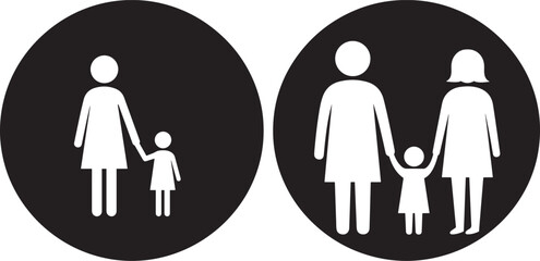 Family silhouette icons for parental guidance