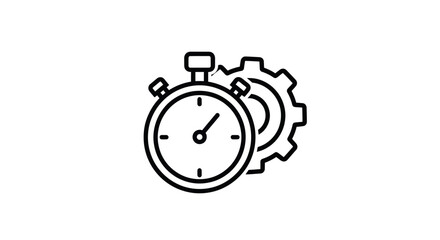 Stopwatch and Gear Icon - Time Management and Efficiency Concept.