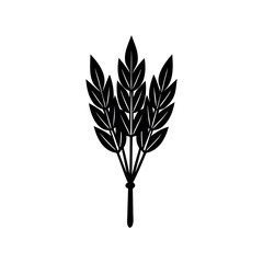 Stylized Black Silhouette of Grain Stalks or Wheat Against a White Background