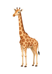 Obraz premium Cute Cartoon Giraffe Illustration on Brown Background png clear alpha channel cutout isolated on transparent background