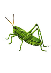 Fototapeta premium Realistic Illustration of a Green Grasshopper on a Blurred Green Background png clear alpha channel cutout isolated on transparent background
