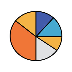 Colorful pie chart segments isolated on transparent background