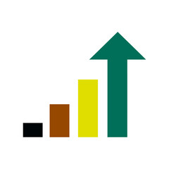 Growth bar chart with upward arrow isolated on transparent background