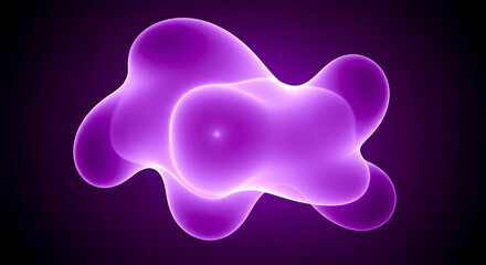 Futuristic violet energy blob with a soft luminous glow. An abstract digital art illustration featuring an amorphous, organic shape with smooth liquid properties