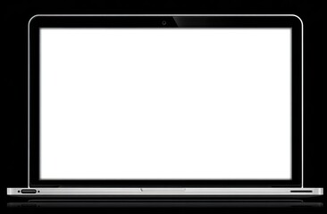 Front view of a laptop computer with blank screen