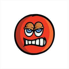 Angry Face Character Cartoon Vector Illustration