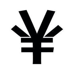 Obraz premium Japanese Yen currency symbol in black silhouette isolated on white background