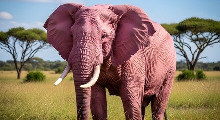 Pink Elephant in the African Savanna