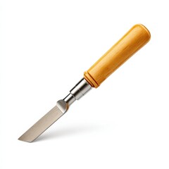 Fototapeta premium A High Quality Image of a Wood Carving Chisel with a Wooden Handle Isolated on White Background Perfect for DIY Projects