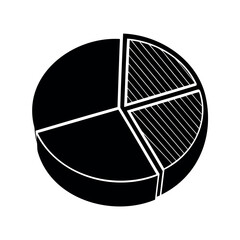 Abstract black and white pie chart with angled lines data representation