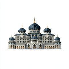 Majestic Islamic Palace Architecture Design Illustration Elegant Grand Mosque Building