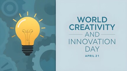 Vector illustration of a bulb and a gear, as a banner, poster or template on the world day of creativity and innovation.