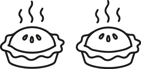 Hand drawn delicious baked apple pies steaming hot freshly made from scratch dessert vector