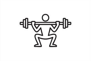Fitness exercise vector showing squat with barbell for bodybuilding concepts