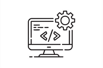 Software engineering symbol representing coding, system integration, and web design