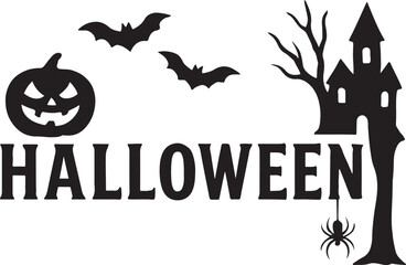 Halloween banner silhouette vector, ideal for spooky party, festive decoration, and horror design themes.