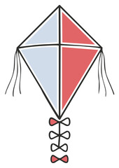 Colorful Kite Illustration, Diamond Shape with Ribbons, Vector Design