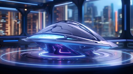 futuristic spaceship in a high-tech environment