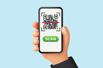 Hand Holding Smartphone with Scanning QR Code-Mobile Payment and Digital Access Concept