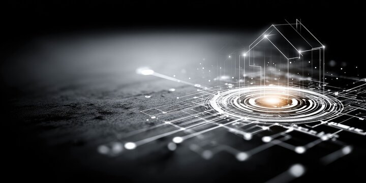 Abstract digital house, futuristic circuit board design