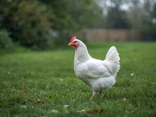 Fototapeta premium A Feathered Resident A Study in White, Green, and Red Contrast in Natural Light.