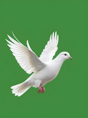 Obraz premium white dove flying with green screen background