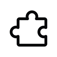 Obraz premium A blackoutlined puzzle piece with curved protrusions on three sides. Editable stroke. Vector icon illustration