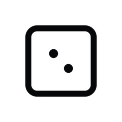 A die with two spots. Editable stroke. Vector icon illustration