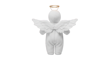 Angelic figure with wings halo on transparent background