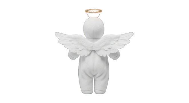 Angelic figure with wings halo on transparent background