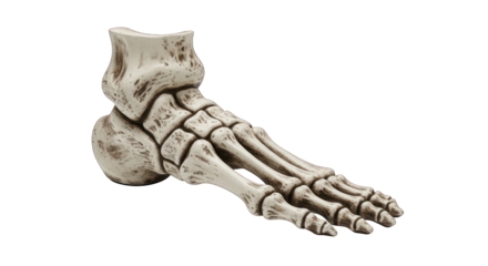 Anatomical foot bone on black art on transparent background