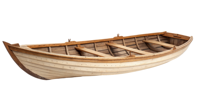 Vintage wooden boat isolated on black background detail of craftsmanship and maritime nostalgia