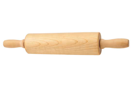 Traditional wooden rolling pin for baking and cooking with handles for easy dough preparation