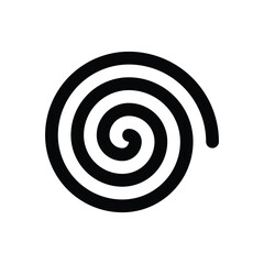 A thick black spiral coils from the center outward ending abruptly on a white background. Editable stroke. Vector icon illustration