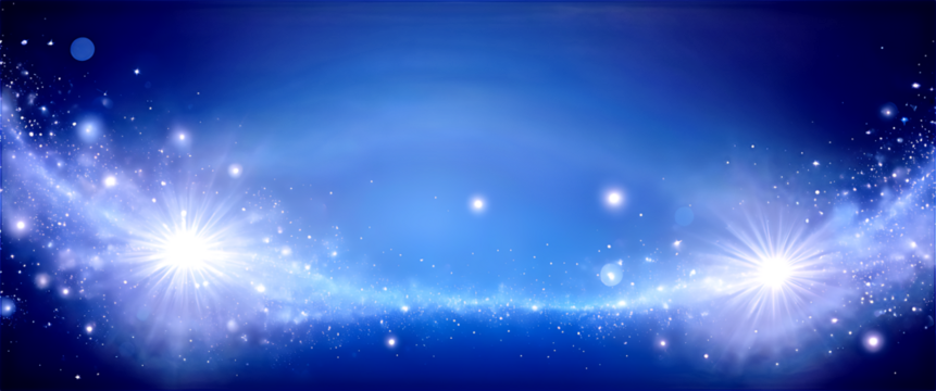 Abstract swirling cosmic nebula with bright blue light and sparkling star dust in deep space