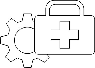 gear icon and first aid kit icon with white background