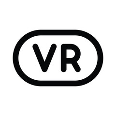 Black VR letters inside a black oval. Editable stroke. Vector icon illustration