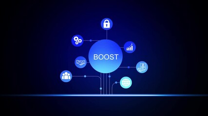 Digital Network Connection Global Communication Teamwork Data Flow Abstract Blue Background Technology Concept - Powered by Adobe