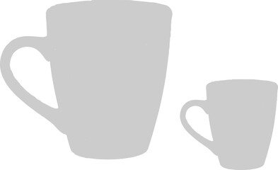 I see this image—it shows **two gray mug silhouettes**:

* A **large mug** on the left.
* A **smaller mug** on the right.

This continues the same style as your previous yellow silhouettes—flat, simpl