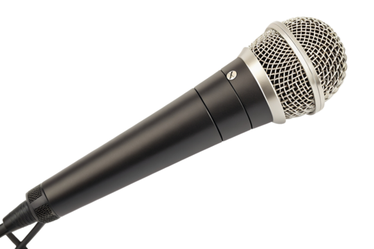 Professional microphone for studio and live performance recording isolated on white background