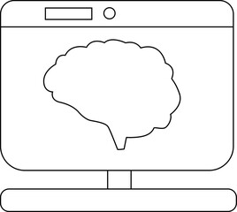 laptop monitor icon and brain icon with white background