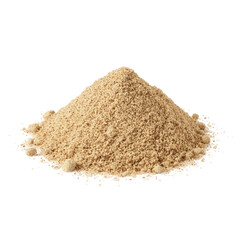 Finely ground light brown powder pile, perfect for baking, cooking, or crafting projects.
