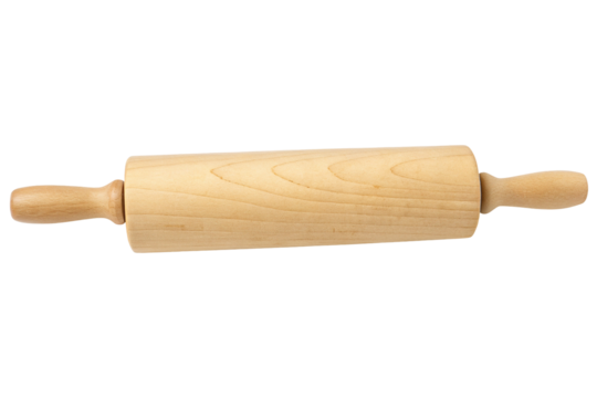 Classic wooden rolling pin for baking needs in a home kitchen with ergonomic handles design