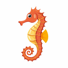 Fototapeta premium Cute cartoon Seahorse vector illustration isolated on white background