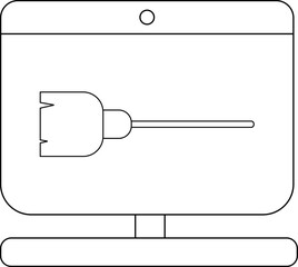 laptop monitor icon and broom icon with white background