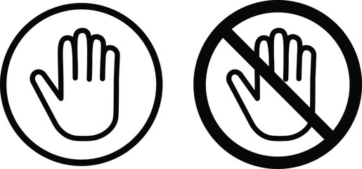 hand stop icon set. stop work authority icon, stop hand icon. vector png illustration.
